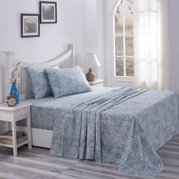 PBS Nomad Scuplt Orlean Printed 100% Cotton Neutral Soft Bed Sheet with Pillow Case