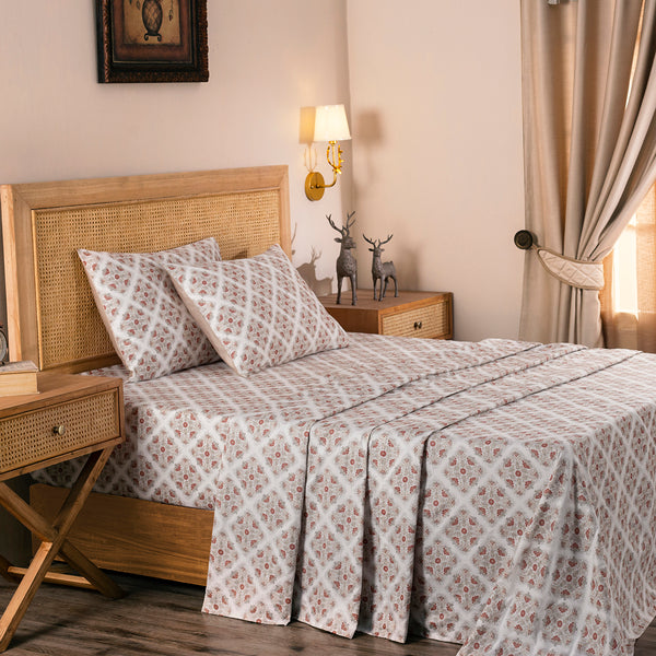 Exotic Heritage Finest Retro 100%Cotton Neutral Printed Bed Sheet Set