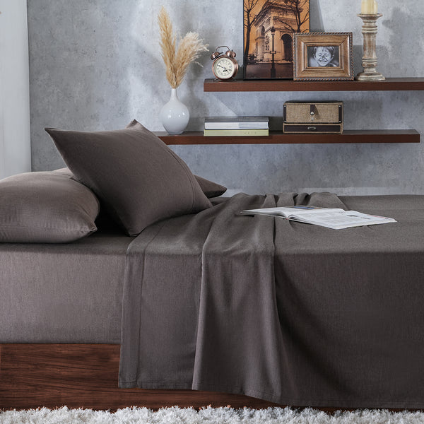 Emmie Made With Egyptian Cotton Ultra Soft Light Beige Bed Sheet with Pillow Case