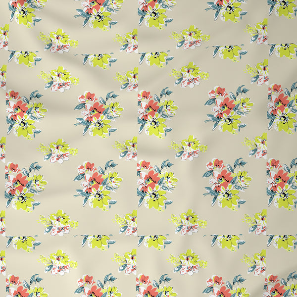 Modern Sanctuary Floral Banquet Printed 200 TC 100% Cotton Beige Bed Sheet with Pillow Case