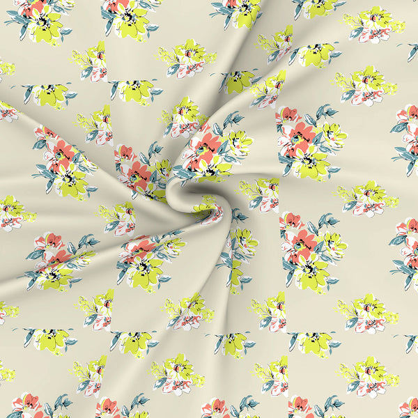 Modern Sanctuary Floral Banquet Printed 200 TC 100% Cotton Beige Bed Sheet with Pillow Case