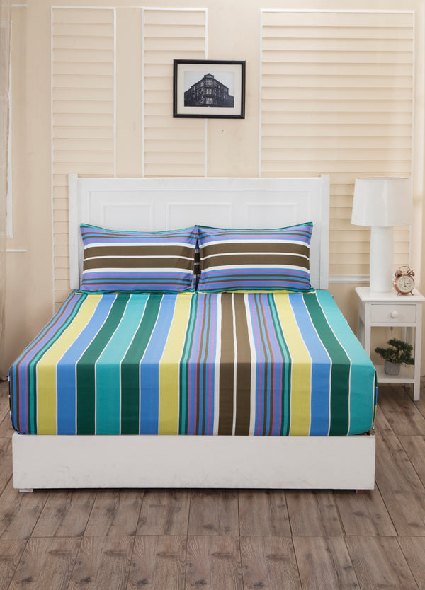 Donatella Isabella Printed 200 TC 100% Cotton Blue Bed Sheet with Pillow Case