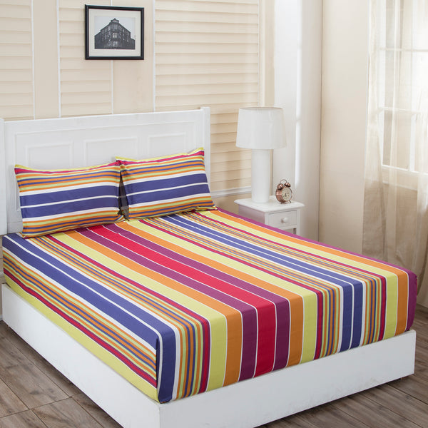 Donatella Isabella Printed 200 TC 100% Cotton Red Bed Sheet with Pillow Case