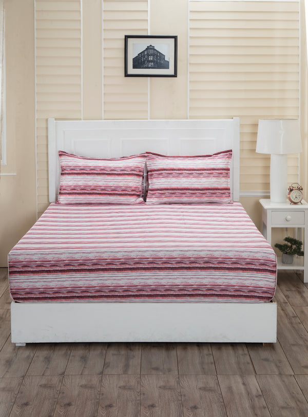 Donatella Linea Printed 200TC 100% Cotton Pink Bed Sheet