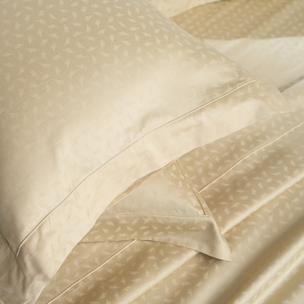 Lyrixas Leaf Self Jacquard 100% Cotton Ultra Soft Bed Sheet with Pillow Case