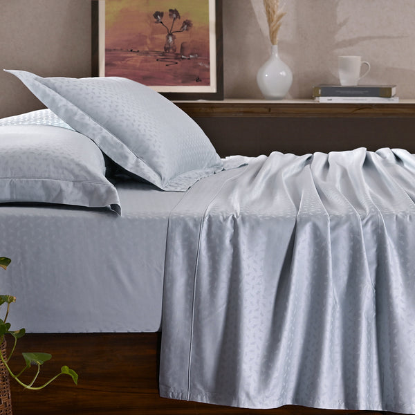 Lyrixas Leaf Self Jacquard 100% Cotton Ultra Soft Bed Sheet with Pillow Case