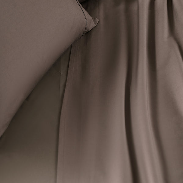 Slumber Plain Easy Care Percale 100% Cotton Brown Crisp Bed Sheet with Pillow Case
