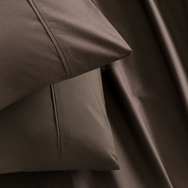 Slumber Plain Easy Care Percale 100% Cotton Brown Crisp Bed Sheet with Pillow Case