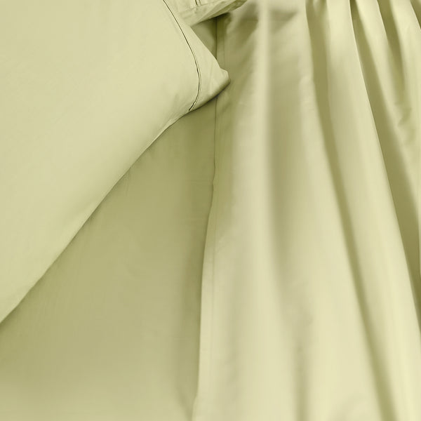 Slumber Plain Easy Care Percale 100% Cotton Silk Green Crisp Bed Sheet with Pillow Case