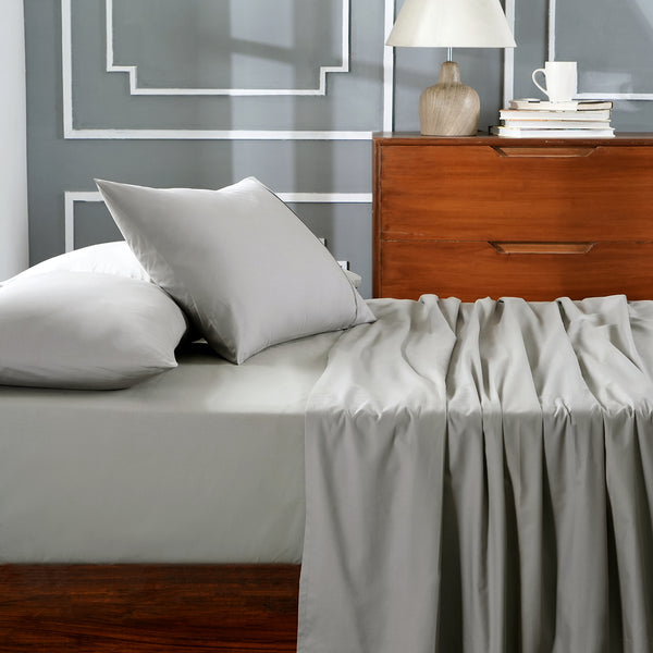 Slumber Plain Easy Care Percale 100% Cotton Wild Dove Crisp Bed Sheet with Pillow Case