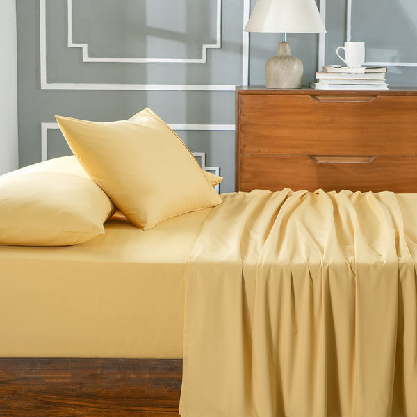 Slumber Plain Easy Care Percale 100% Cotton Honey Dust Crisp Bed Sheet with Pillow Case
