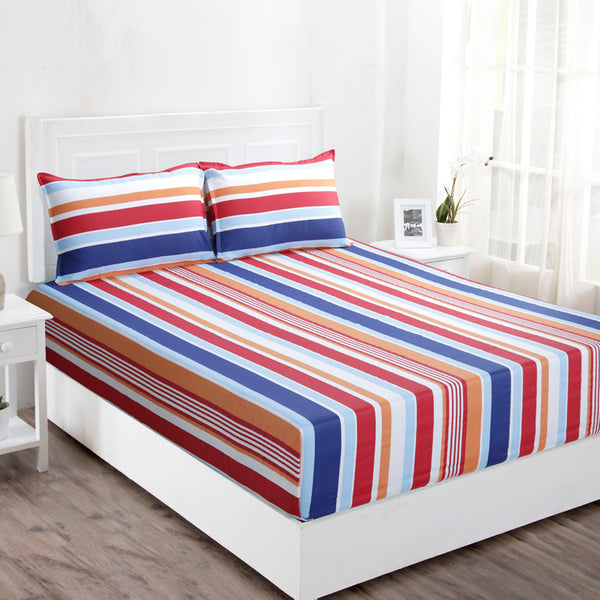 Zephyr Sanders Printed 200 TC 100% Cotton Multi Bright Bed Sheet with Pillow Case