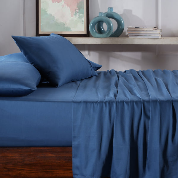 Viola Plain 100% Cotton Sateen Grey Marble Bed Sheet