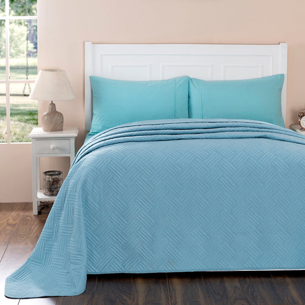 Eliott Summer AC Quilt/Quilted Bed Cover/Comforter Aqua