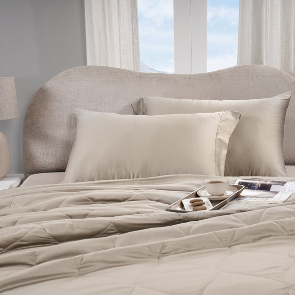 Vintage Noemi Tencel  Fabric AC Quilt/Quilted Bed Cover/Comforter, Neutral