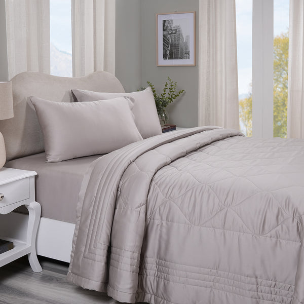 Vintage Noemi Tencel  Fabric AC Quilt/Quilted Bed Cover/Comforter, Grey