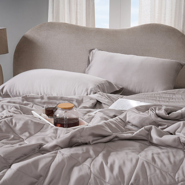 Vintage Noemi Tencel  Fabric AC Quilt/Quilted Bed Cover/Comforter, Grey