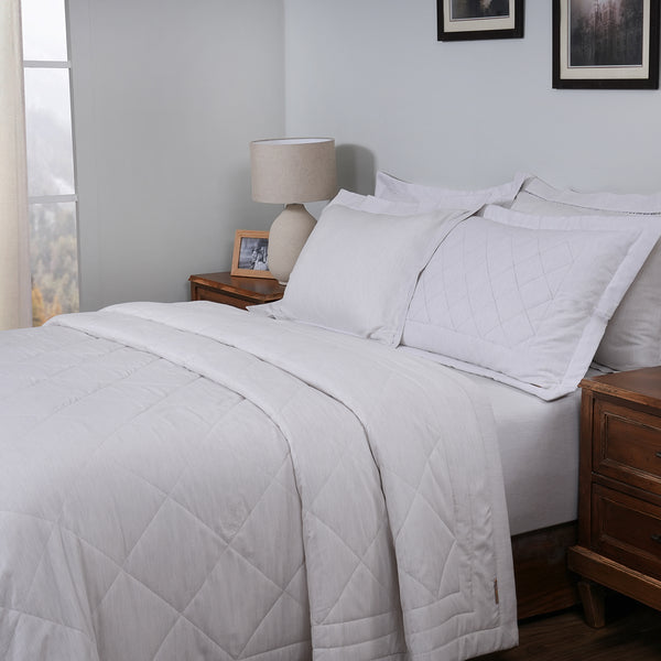 Emmie 100% Natural Cotton Filling Light Weight Winter Quilt / Quilted Bed Cover Grey
