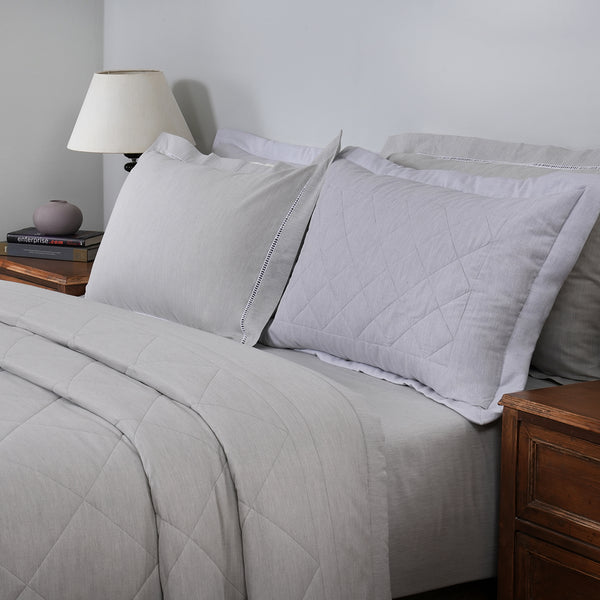Emmie 100% Natural Cotton Filling Light Weight Winter Quilt / Quilted Bed Cover Grey