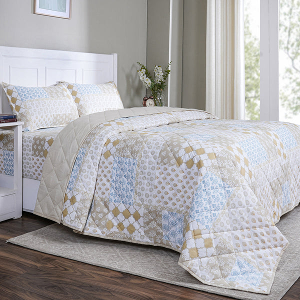 Hermosa Sensory Bloom Lennon Quilt Blue