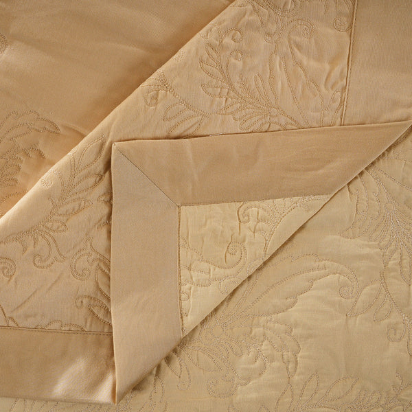 Classical Ornate Twirls & Swirls Quilt/Quilted Bed Cover Gold