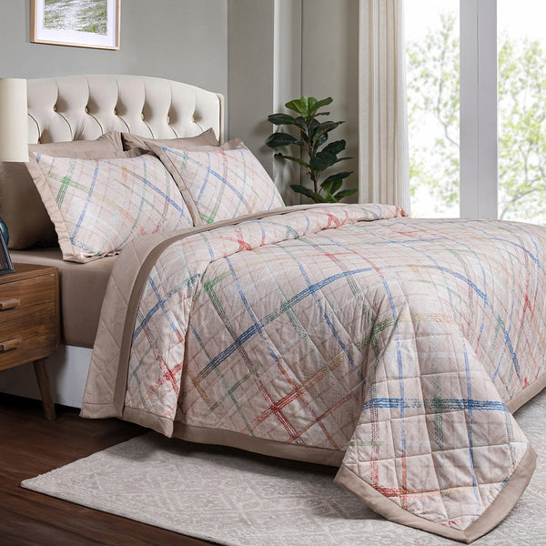 Eclectic Geo Rhombus Quilt/Quilted Bed Cover Grey
