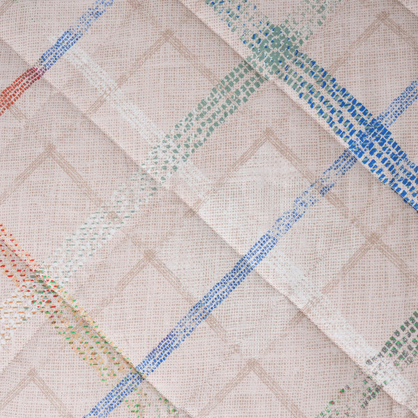 Eclectic Geo Rhombus Quilt/Quilted Bed Cover Beige