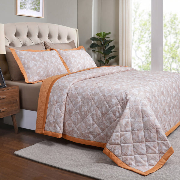 Eclectic Geo Triangle Quilt/Quilted Bed Cover Blue