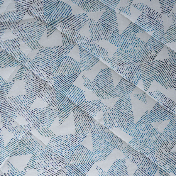 Eclectic Geo Triangle Quilt/Quilted Bed Cover Blue