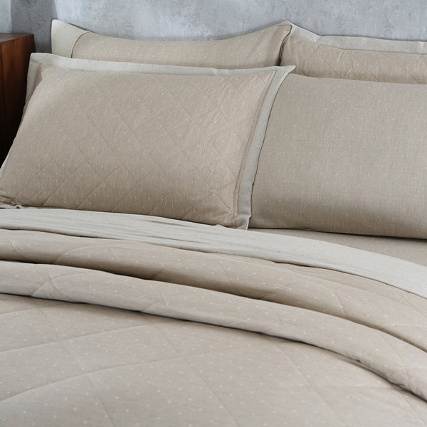Muted Dot 100% Neutral Cotton Filling BeigeQuilt/Quilted Bed Cover